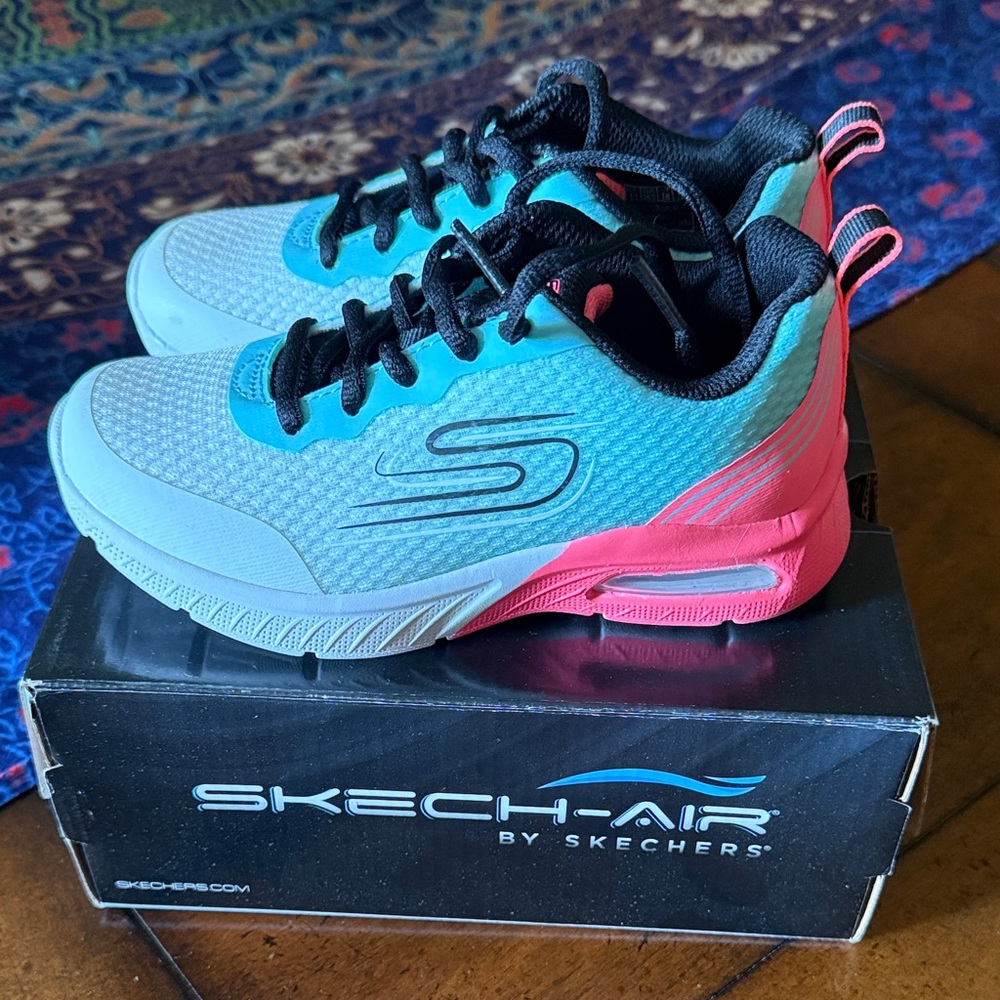 Skechers Sketch-Air Girls Sneakers - Teal and Pink